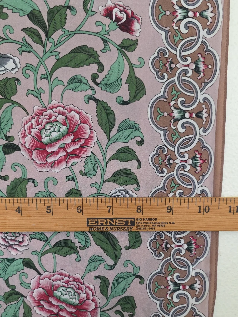 Vana Brown, Red, Green & Tan Floral Rectangular Scarf 50X 10.5